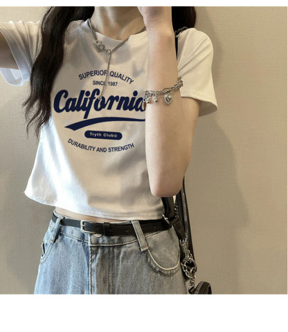Short-sleeved t-shirt women's summer loose chic Hong Kong style half-sleeved oversize top clothes
