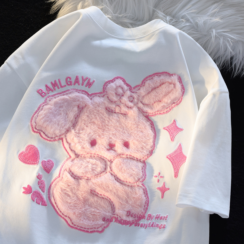 210 grams of pure cotton back bag combed tightly new short-sleeved t-shirt female flocking Tmall Douyin quality