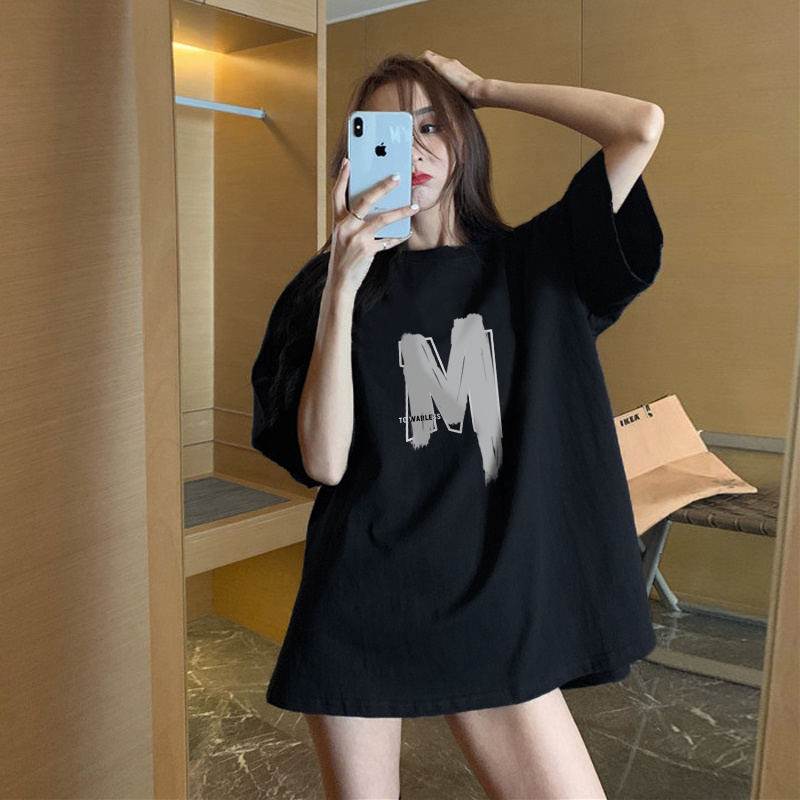 Short-sleeved t-shirt women's summer loose chic Hong Kong style half-sleeved oversize top clothes