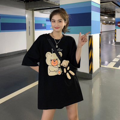 Summer Korean version of the new Harajuku wind jacket missing bear print loose short-sleeved T-shirt top women's ins