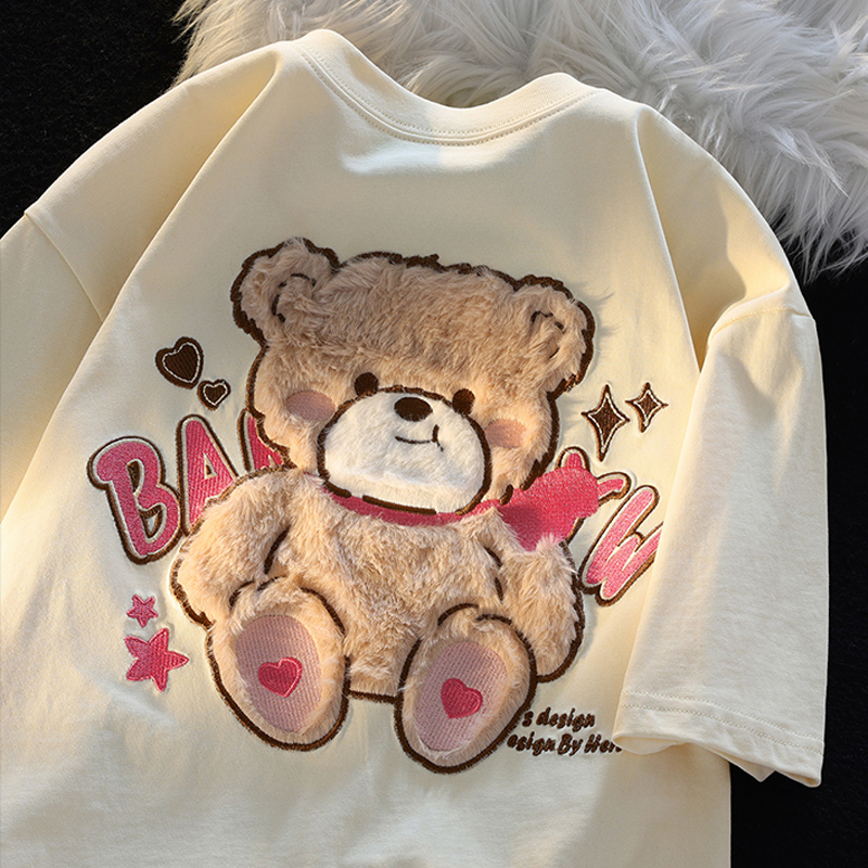 210g pure cotton back bag combed tight new short-sleeved t-shirt female flocking Tmall Douyin quality