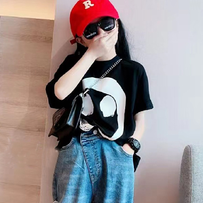 QE224* Pure Cotton Back Pack Collar Short-sleeved Children's T-Shirt Summer Children's T-Shirt for Boys and Girls (100% Combed Cotton)