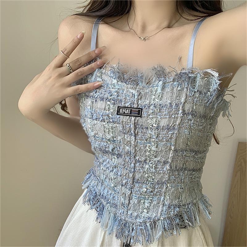 Temperament, small fragrance, camisole, spring and autumn, pure desire, sexy, bottoming, hot girl style, short top