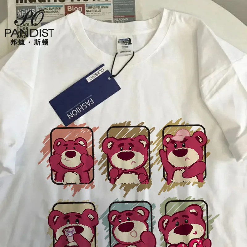 Official picture*180g double-milled milk silk summer t-shirt short-sleeved student lazy printed mid-length T-shirt for women