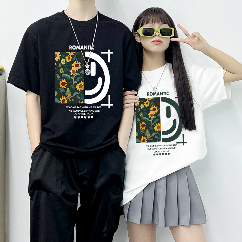 Official picture*180g double-milled milk silk summer t-shirt short-sleeved student lazy printed mid-length T-shirt for women