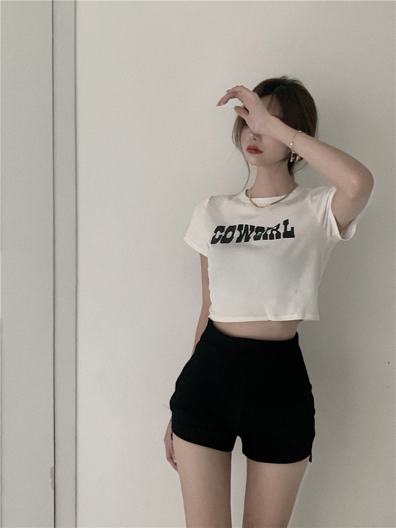 Korean version loose short age reducing cartoon graffiti print student short sleeve T-shirt female small top