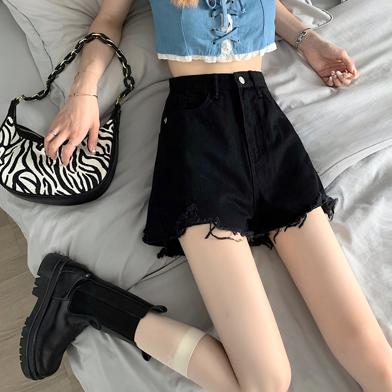 Denim shorts women's new summer high waist thin wide legs loose a word large size hot pants trendy ins summer thin section