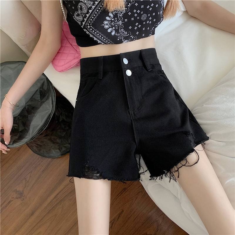 Denim shorts women's new summer high waist thin wide legs loose a word large size hot pants trendy ins summer thin section