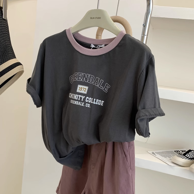 200 grams of pure cotton back bag combed tightly new short-sleeved T-shirt female printing Tmall Douyin quality