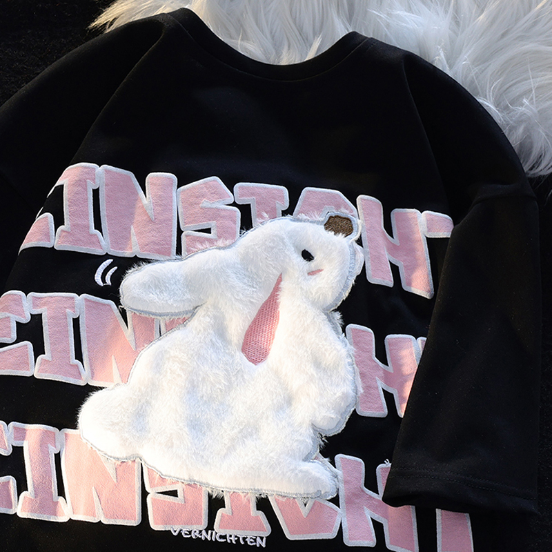 200g pure cotton back bag combed tightly short-sleeved t-shirt female flocking + foam printing Tmall Douyin quality