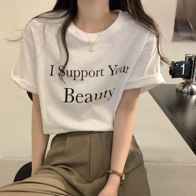 Pure cotton short-sleeved t-shirt female loose Korean version of ins tide spring and summer new mid-length half-sleeved top ins tide