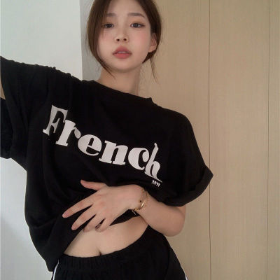 Pure cotton short-sleeved t-shirt female loose Korean version of ins tide spring and summer new mid-length half-sleeved top ins tide