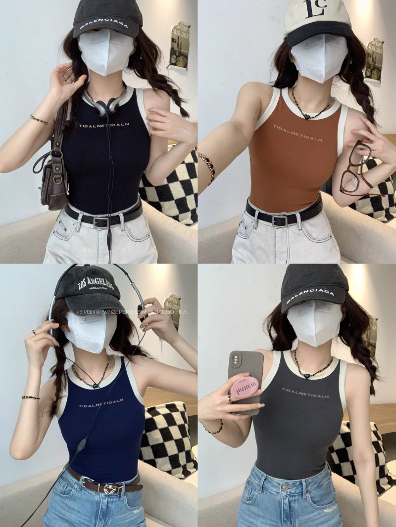 Hot girls hit color beautiful back vest female summer Korean version of the new design sense slim slim tops