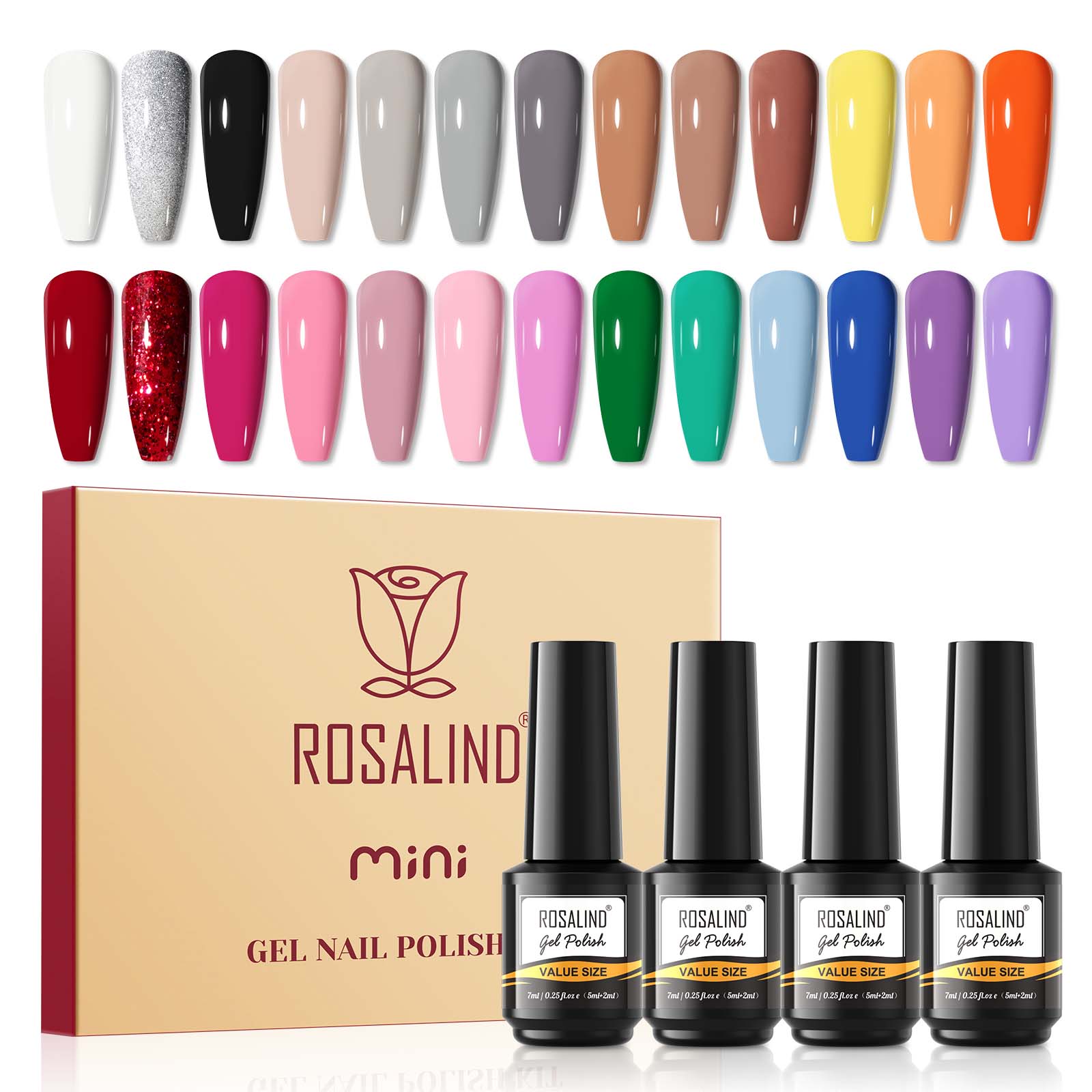 ROSALIND Amazon Manicure Nail Gel Set 30pcs Solid Color Nail Gel Barbie Gel Phototherapy Gel Set Box