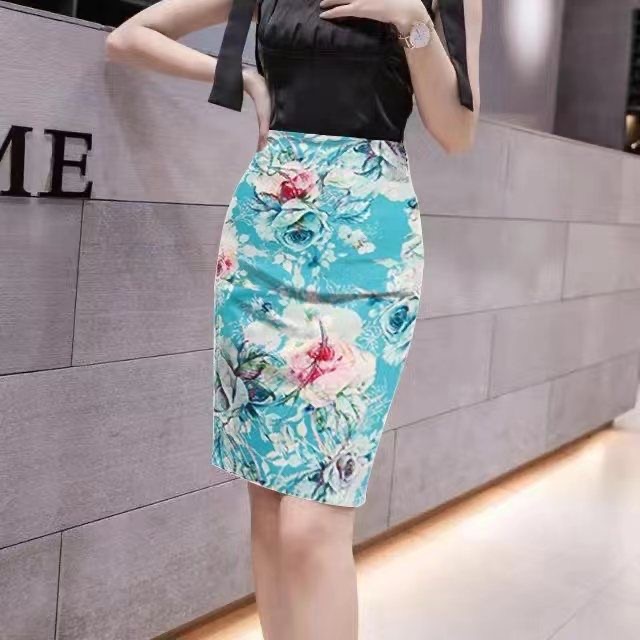 Summer  new mid-length skirt with knee-length rear slit, slim and slim skirt
