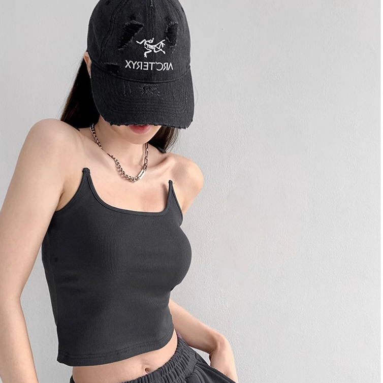 Disappearing shoulder strap invisible fishing line sling female summer sexy sleeveless bottoming vest slim short top