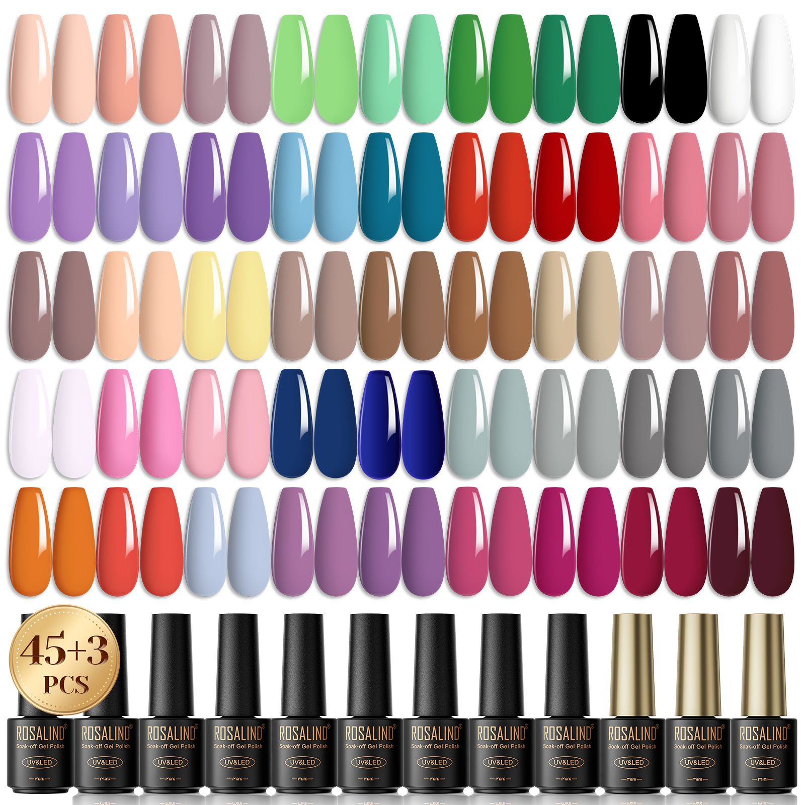 ROSALIND nail polish set 2023 new popular 48-color manicure shop special nail polish set nail polish glue