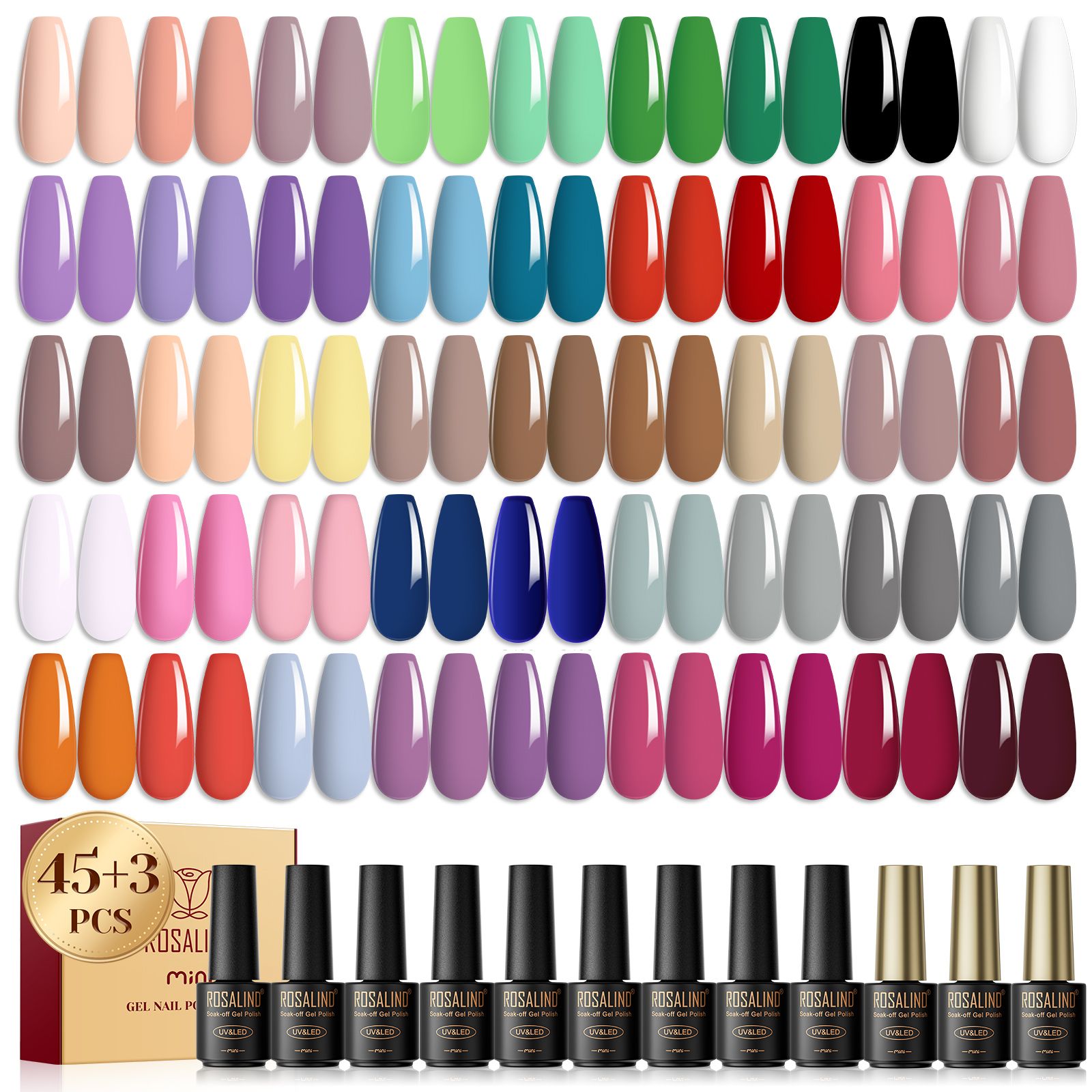 ROSALIND nail polish set 2023 new popular 48-color manicure shop special nail polish set nail polish glue
