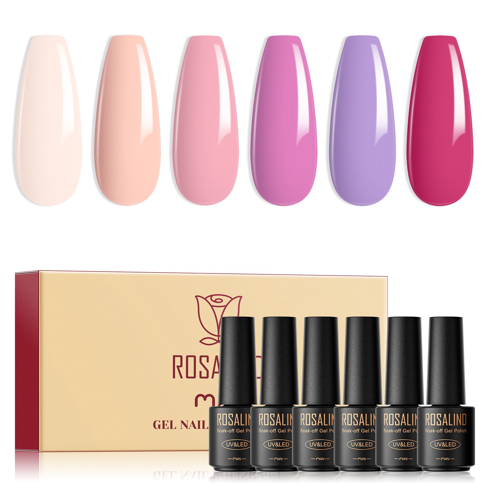 ROSALIND6 color solid color nail polish set nude pink nail polish 2023 new popular color nail polish