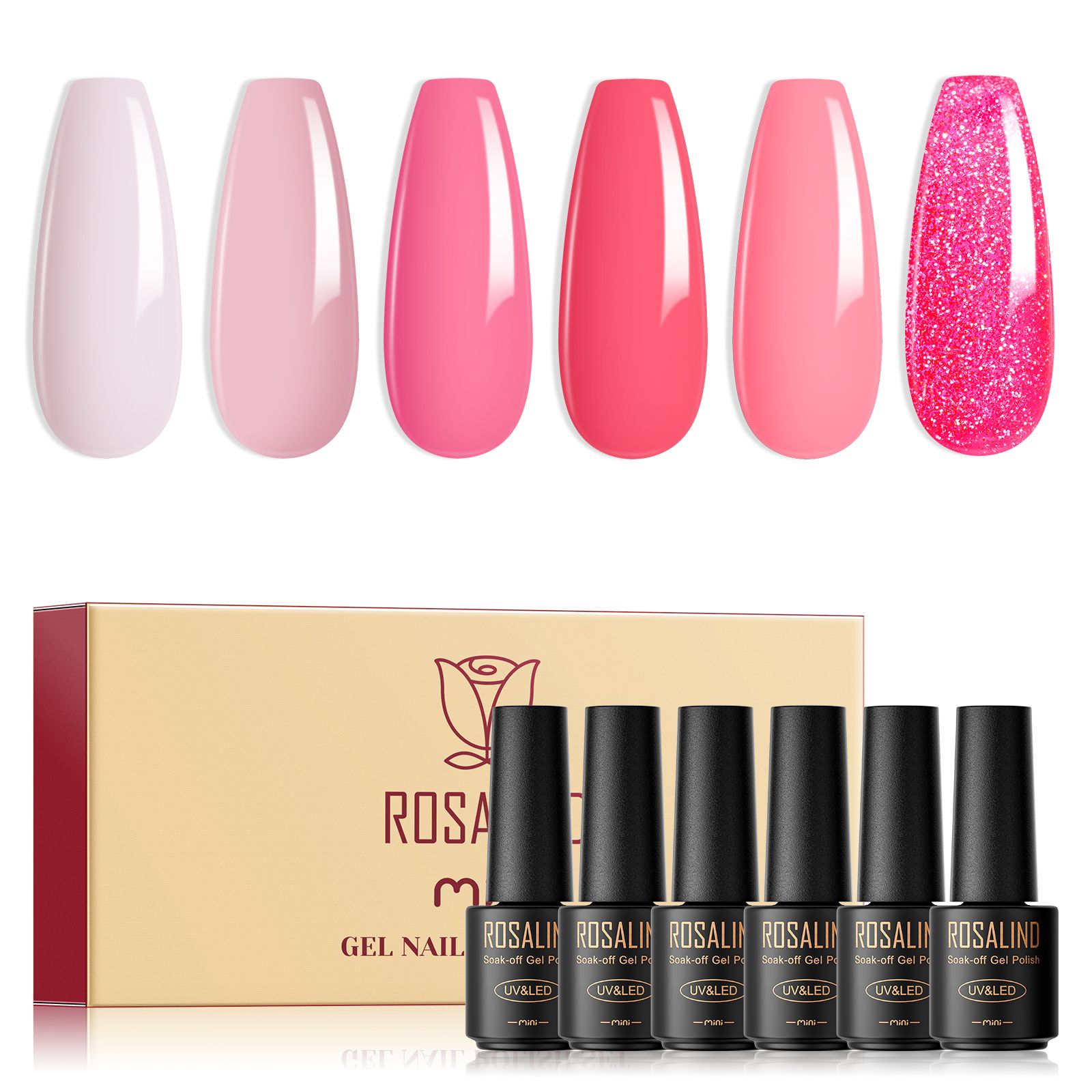 ROSALIND nude pink nail polish glue 2023 new manicure set powder transparent phototherapy glue manicure special