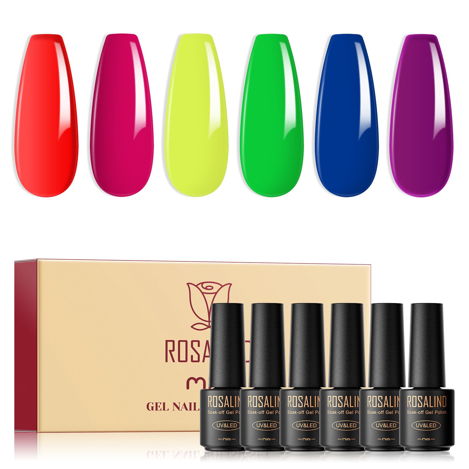 ROSALIND新款6色甲油膠套裝跨境美甲指甲油膠套膠美甲店專用色膠