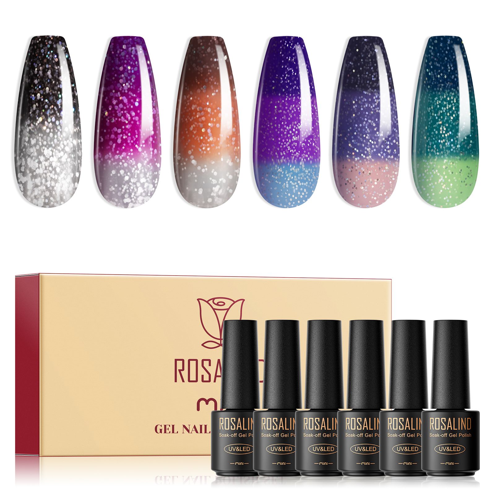 ROSALIND temperature-changing nail polish glue 2023 new whitening nail polish nail polish phototherapy nail polish set