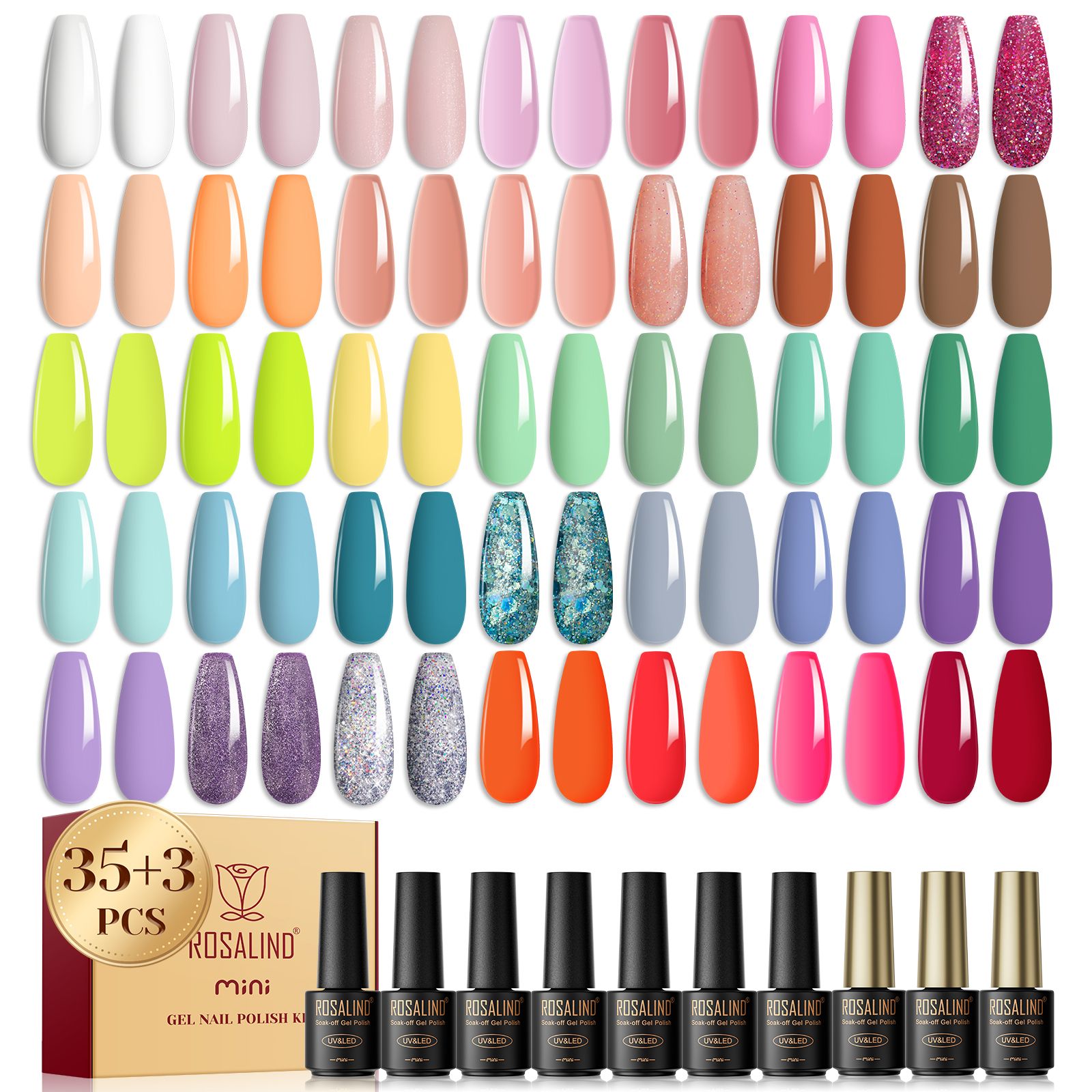 ROSALIND2023 New Nail Gel Set Full Set of Nail Gel 38 Color Nail Gel 5ml Nail Shop Special Nail Color Gel