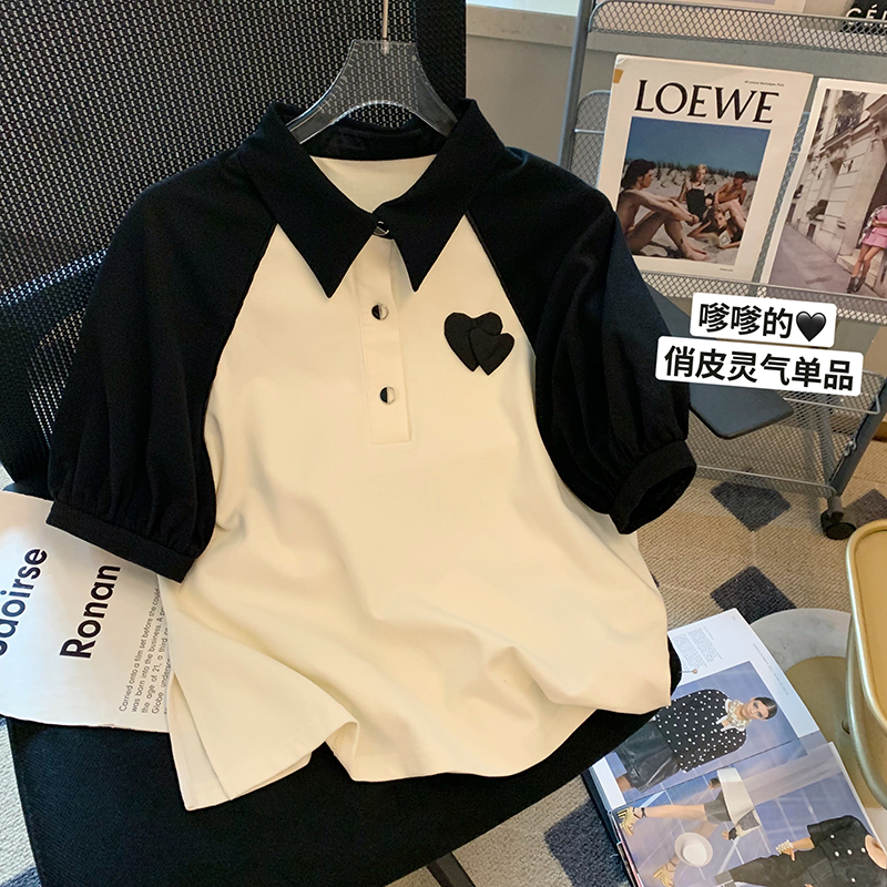 200 grams of pure cotton back bag combed tightly new short-sleeved t-shirt female POLO collar Tmall Douyin quality
