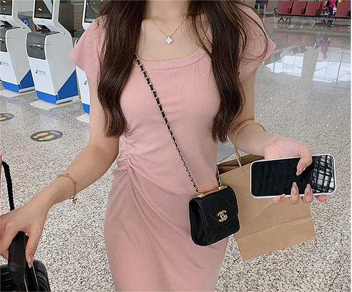 Pink slim dress women's summer 2023 new hot style small French exquisite high-end temperament long skirt