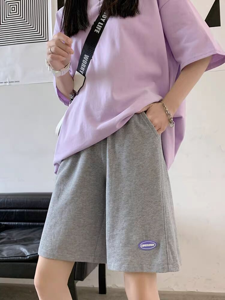 Real price, official website 3126#Sports shorts women's summer Korean style pants loose straight casual wide-leg five-point pants
