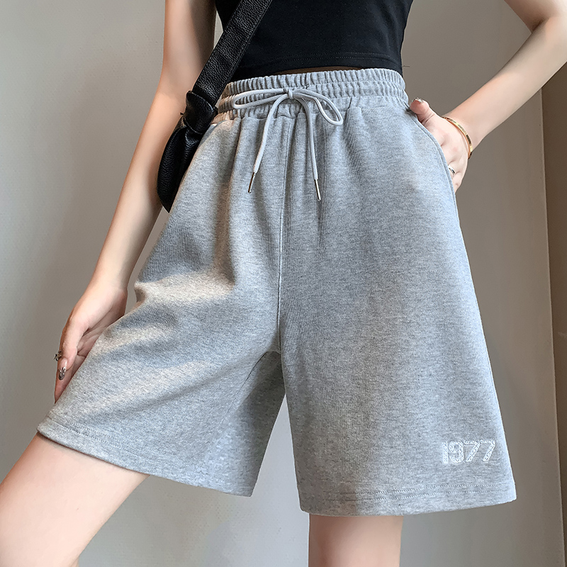 Real price, real shot 3117#Sports shorts women's summer outer wear 5 points loose thin casual middle pants high waist five-point pants