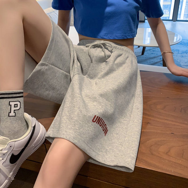 Real price, real shot 3119 sports shorts women's summer five-point pants high waist thin casual pants loose wide-leg middle pants