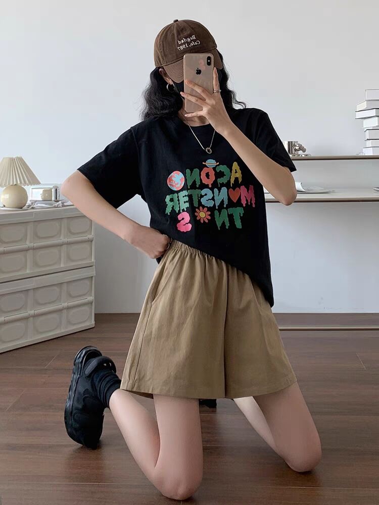 Net price, official website 3128#100% cotton and linen workwear shorts women's summer Korean style casual pants look thin A-line wide-leg pants