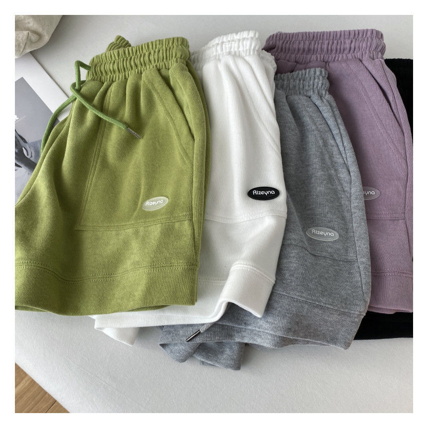 High waist thin casual sports shorts women's new Korean version loose wide-leg drawstring A-line pants Mini