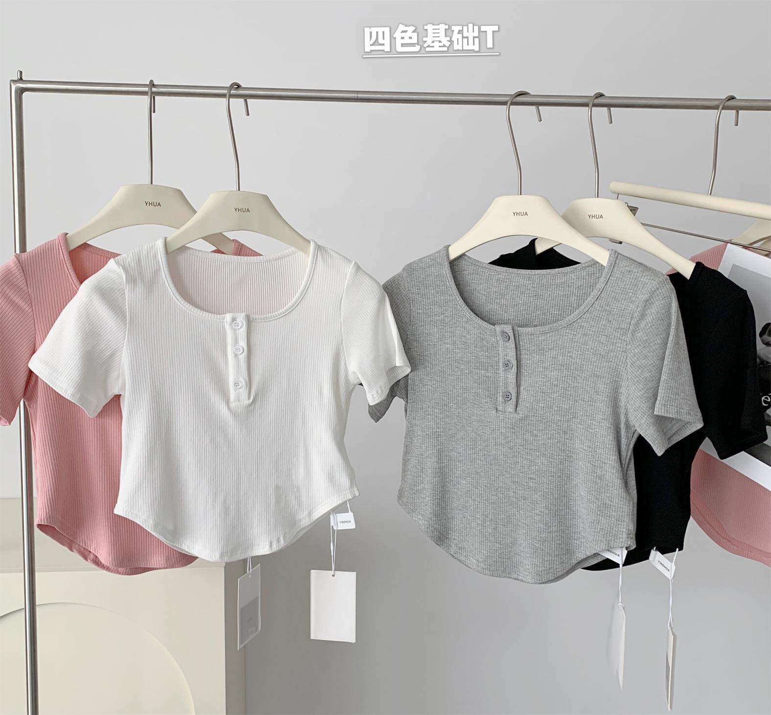 Ice silk thread pure desire wind short-sleeved t-shirt women's summer new design sense niche hot girl slim body shirt top