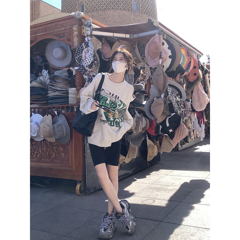 Official Picture 6535 Fish Scale Irregular Strapless Careful Machine Printed Sweatshirt Women 2023 Autumn New