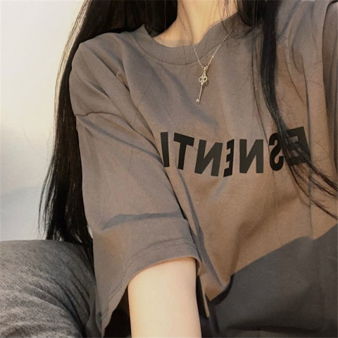 Official image Harajuku style short-sleeved t-shirt women's summer Korean version of ins tide letter printing loose design sense niche top