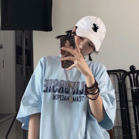 Retro letter printing short-sleeved T-shirt women's summer new Korean style student loose top tide