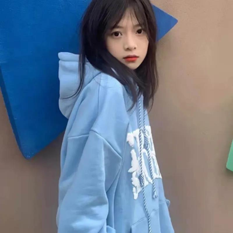 Official image net price lazy wind hooded sweater women's spring and autumn thin section new Korean version loose