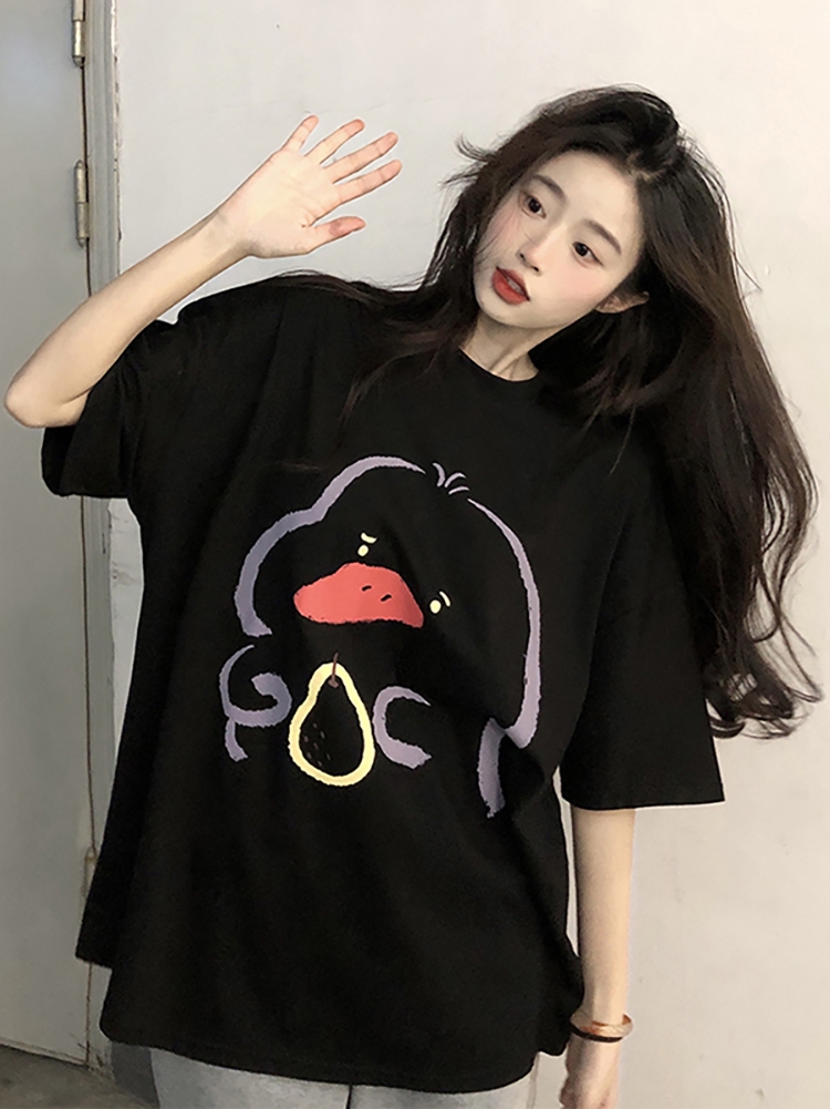 6535 cotton BF style short sleeve t-shirt female Korean student printed loose top fashion