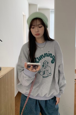 Super hot cec sweater women's spring and autumn Korean version oversize capless thin coat ins trendy students loose top clothes