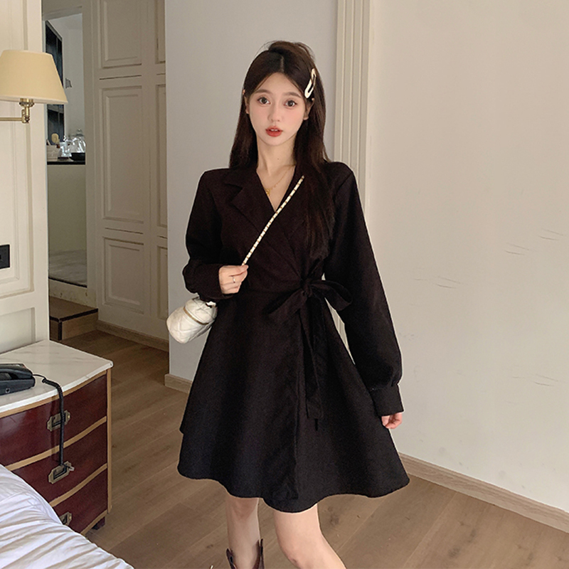 #230 real price corduroy twill autumn and winter women's new temperament dress high-end chic waist skirt