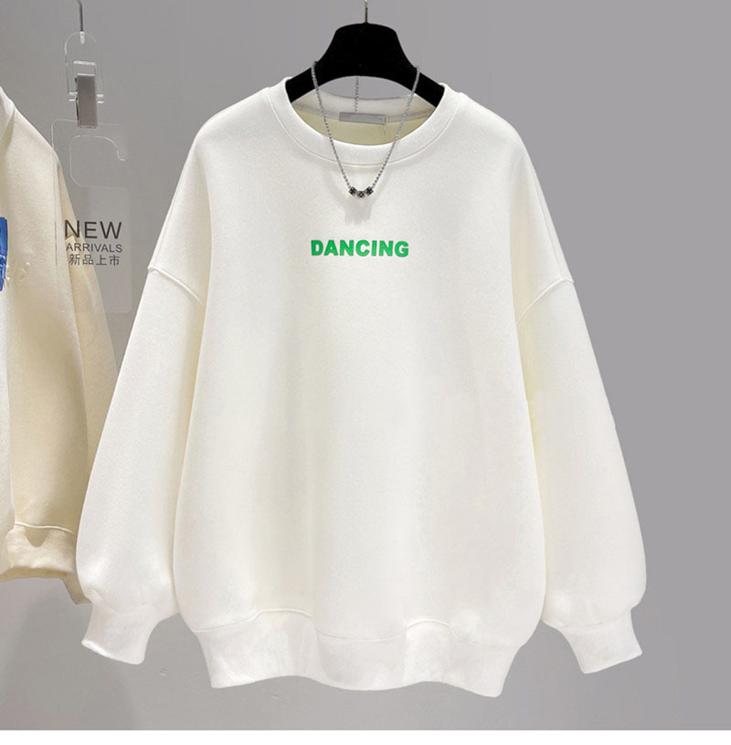 Hoodless sweatshirt Korean style loose spring and autumn mid-length fashionable casual jacket ins tops for women trendy