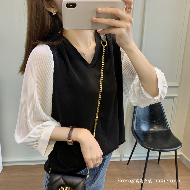 Summer chiffon shirt women's summer clothing 2023 new three-quarter sleeve fashionable shirt short-sleeved tops mid-sleeve trendy
