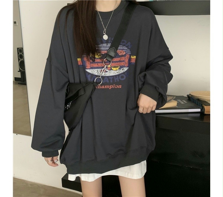 Super hot cec sweatshirt for women spring and autumn Korean version oversize hooded thin jacket ins trendy student loose top