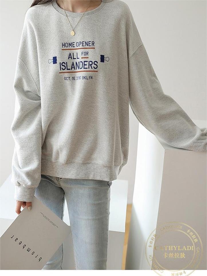 超火cec衛衣女春秋韓版oversize無帽薄款外套ins潮學生寬鬆上衣服