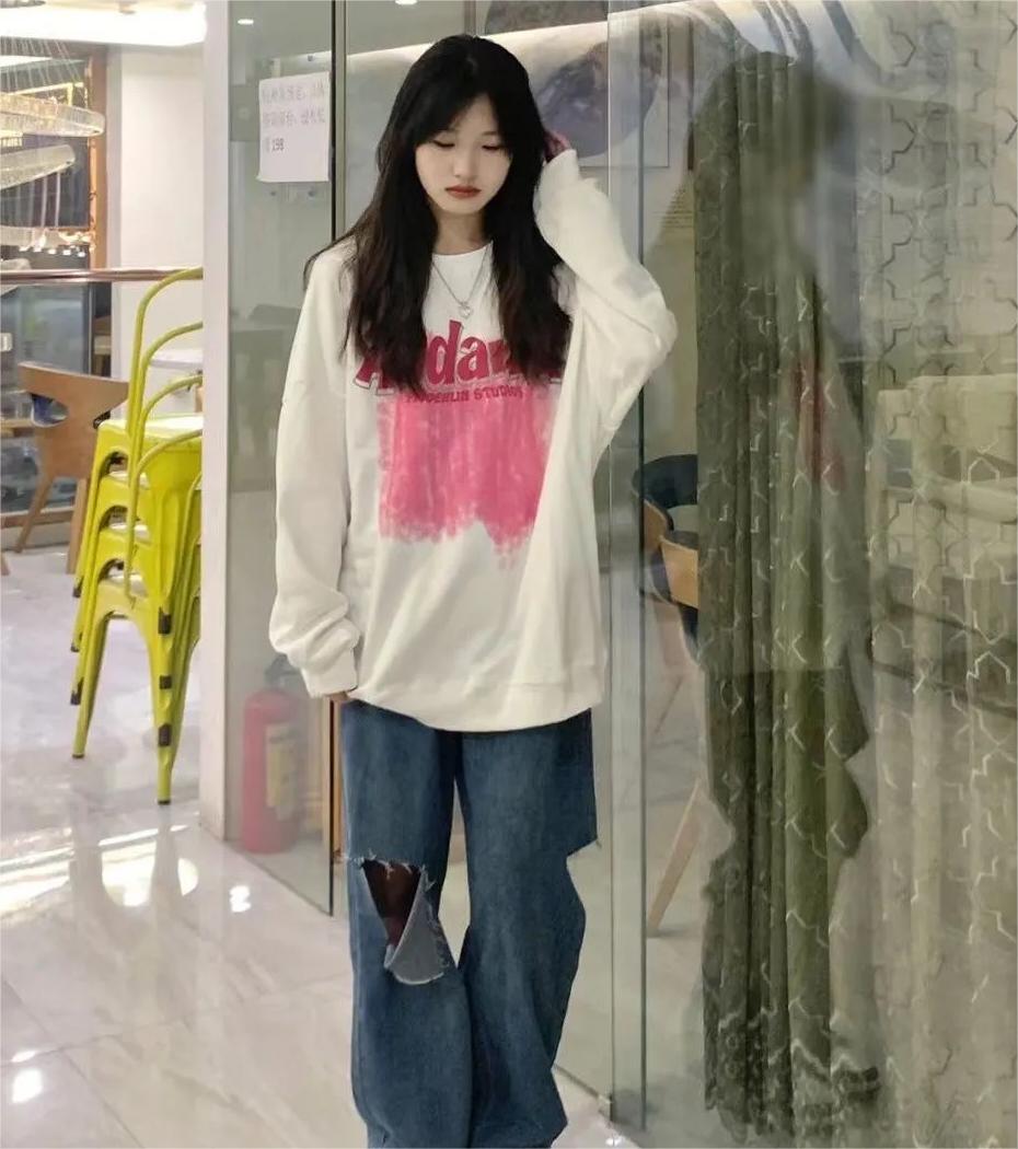 超火cec衛衣女春秋韓版oversize無帽薄款外套ins潮學生寬鬆上衣服
