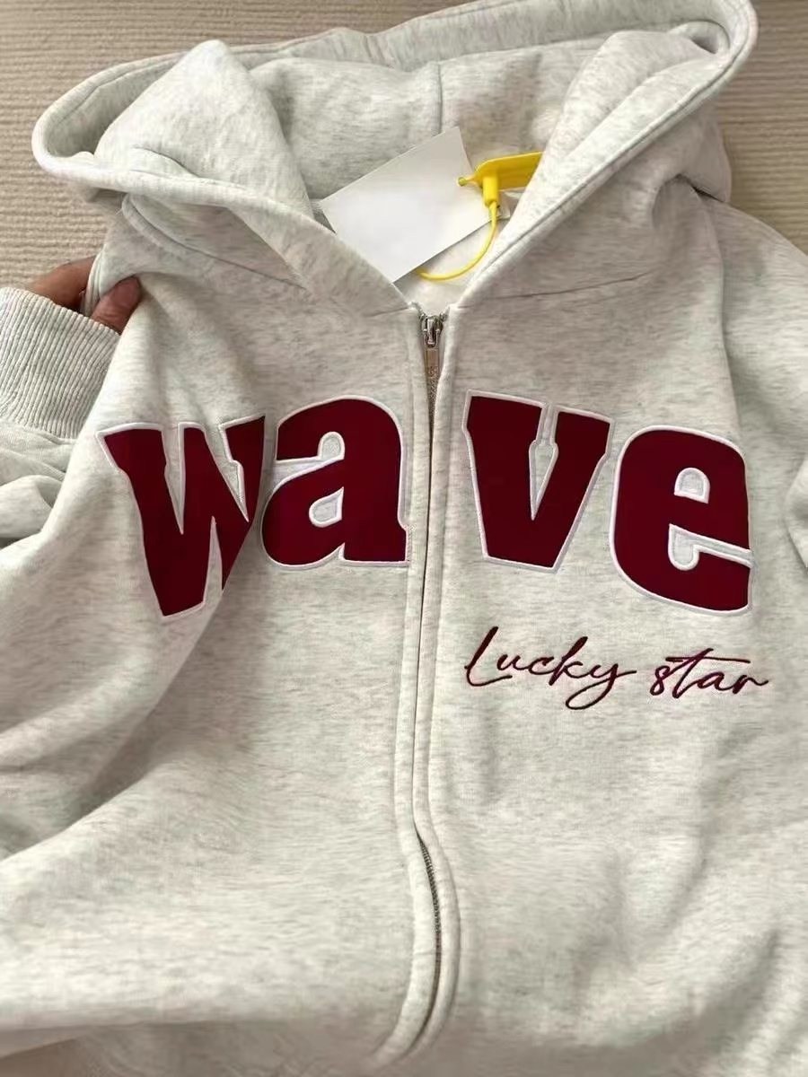 [310 grams of Chinese cotton and milk silk + double hooded back collar + embroidery] Retro hooded sweatshirt women's autumn and winter jacket