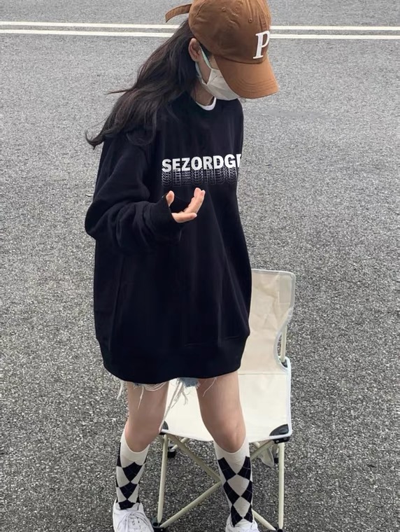 Super hot cec sweatshirt for women spring and autumn Korean version oversize hooded thin jacket ins trendy student loose top