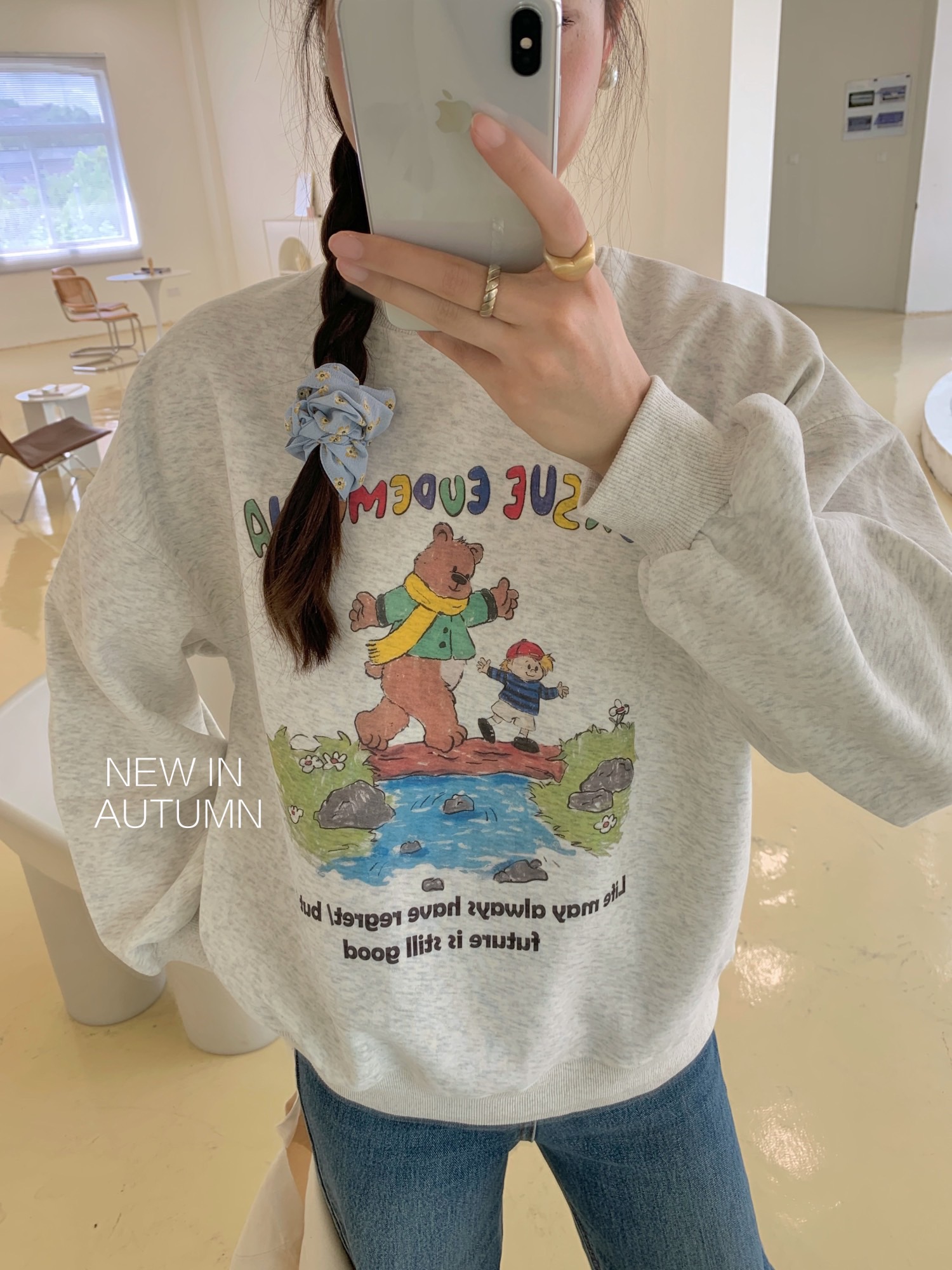 A2417# Official Photo Real Price Autumn Thin Sweatshirt Women's Large Size Back Collar Shoulder Line M-XXXL